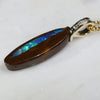 Natural  Australian Boulder  Opal  and Diamond Gold Pendant