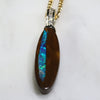 Natural  Australian Boulder  Opal  and Diamond Gold Pendant