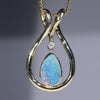Natural  Australian Boulder  Opal  and Diamond Gold Pendant