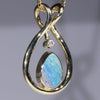 Natural  Australian Boulder  Opal  and Diamond Gold Pendant