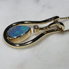 Natural  Australian Boulder  Opal  and Diamond Gold Pendant