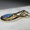 Natural  Australian Boulder  Opal  and Diamond Gold Pendant
