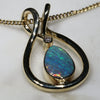 Natural  Australian Boulder  Opal  and Diamond Gold Pendant