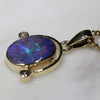 Natural Australian Boulder  Opal  and Diamond Gold Pendant