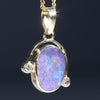 Natural Australian Boulder  Opal  and Diamond Gold Pendant
