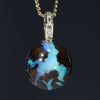 Natural Australian Boulder Opal and Diamond Gold Pendant