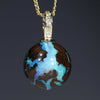 Natural Australian Boulder Opal and Diamond Gold Pendant
