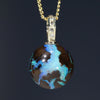 Natural Australian Boulder Opal and Diamond Gold Pendant