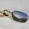 Natural  Australian Boulder  Opal  and Diamond Gold Pendant