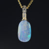 Natural  Australian Boulder  Opal  and Diamond Gold Pendant