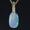 Natural  Australian Boulder  Opal  and Diamond Gold Pendant