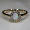 Australian Solid White Opal and Diamond Gold Ring - Size 6.25