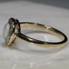 Australian Solid White Opal and Diamond Gold Ring - Size 6.25