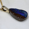 Natural Australian Boulder Opal and Diamond Gold Pendant