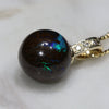 Natural Australian Boulder Opal and Diamond Gold Pendant