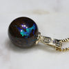 Natural Australian Boulder Opal and Diamond Gold Pendant