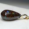 Natural  Australian Boulder Opal Matrix and Diamond Gold Pendant