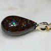 Natural  Australian Boulder Opal Matrix and Diamond Gold Pendant