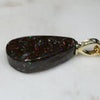 Natural Opalizied Wood Fossil and Diamond Gold Pendant