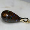 Natural  Australian Boulder Opal Matrix and Diamond Gold Pendant