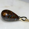 Natural  Australian Boulder Opal Matrix and Diamond Gold Pendant