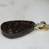 Natural Opalizied Wood Fossil and Diamond Gold Pendant