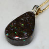 Natural Opalizied Wood Fossil and Diamond Gold Pendant