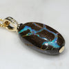Natural Australian Boulder Opal and Diamond Gold Pendant
