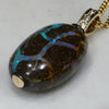 Natural Australian Boulder Opal and Diamond Gold Pendant