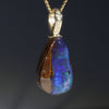 Natural Australian Boulder Opal and Diamond Gold Pendant