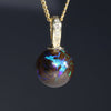 Natural Australian Boulder Opal and Diamond Gold Pendant