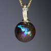 Natural Australian Boulder Opal and Diamond Gold Pendant