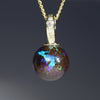 Natural Australian Boulder Opal and Diamond Gold Pendant
