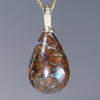 Natural  Australian Boulder Opal Matrix and Diamond Gold Pendant