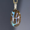 Natural Australian Boulder Opal and Diamond Gold Pendant