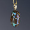 Natural Australian Boulder Opal and Diamond Gold Pendant