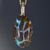 Natural Australian Boulder Opal and Diamond Gold Pendant