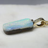 Natural  Australian Boulder  Opal  and Diamond Gold Pendant
