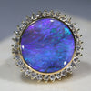 Large Natural Australian Black Opal and Diamond 18k Gold Ring -Size 9.25