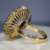 Large Natural Australian Black Opal and Diamond 18k Gold Ring -Size 9.25