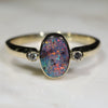 Natural Australian Boulder Opal and Diamond Gold Ring  - Size 7.5