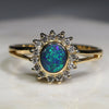 Natural Australian Black Opal and Diamond Gold Ring -Size 8