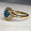 Natural Australian Black Opal and Diamond Gold Ring -Size 8