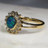Natural Australian Black Opal and Diamond Gold Ring -Size 8