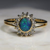 Natural Australian Black Opal and Diamond Gold Ring -Size 8