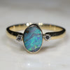 Natural Australian Boulder Opal and Diamond Gold Ring  - Size 7.5