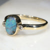 Natural Australian Boulder Opal and Diamond Gold Ring  - Size 7.5