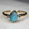 Natural Australian Boulder Opal and Diamond Gold Ring  - Size 7.5