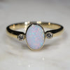 Natural Australian White Opal and Diamond Gold Ring  - Size 7