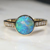 Natural opal planet earth ring